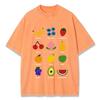 Fruits Lemon Cherry Prints Washed T Shirts Women Cotto