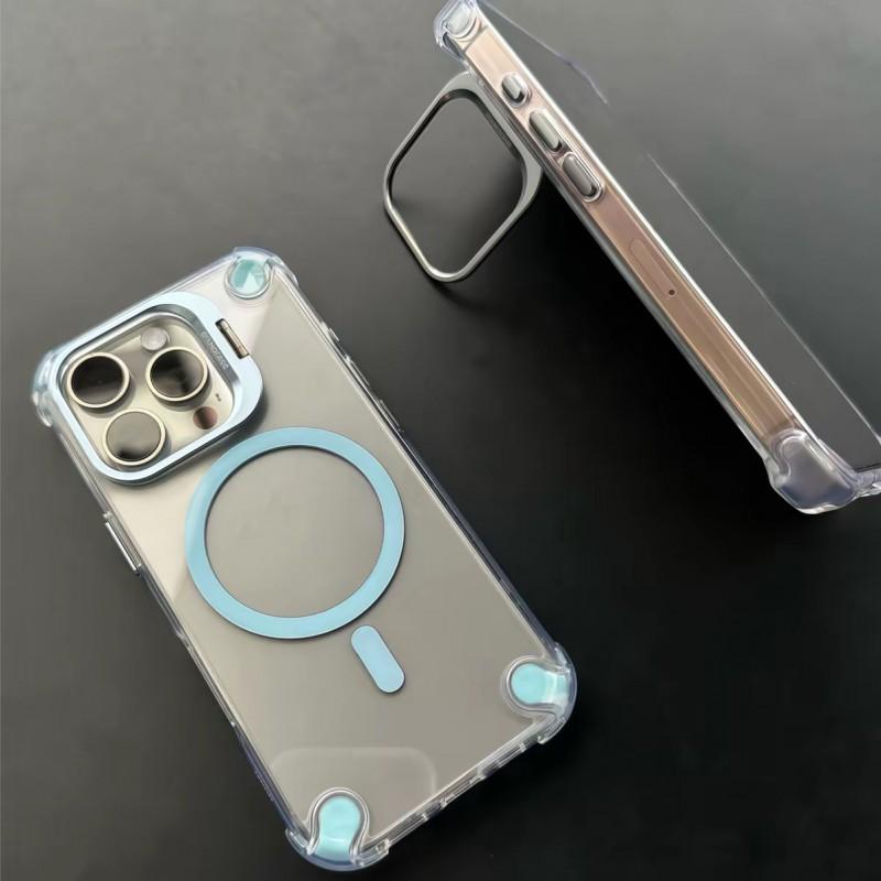 Clear Magnetic Case With Stand IPhone 18 ProMax 17 16 15 14 13 12 11 Shockproof Camera Protection Slim Fit