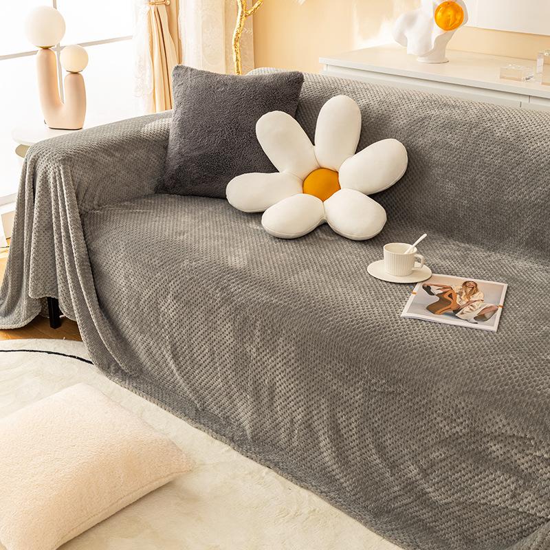 Ins Style Full Cover Sofa Towel Thickened Plush Sofa Cover Anti-cat Scratch Sofa Cover Cushion Winter Sofa Blanket