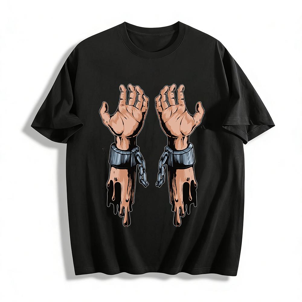 

Break The Chains Graphic Print Streetwear Trendy Top Pure cotton T-shirt 6XL