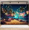 Summer Seaside Fruit Beach Palm Tree Theme Banner Background, Holiday Camping Party Decoration Photography Studio Backdrop Cloth