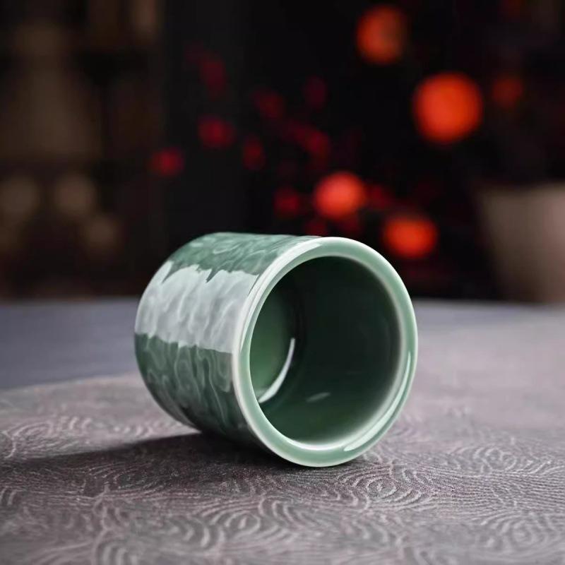 Celadon Tea Cup - Chinese Ceramic Sake Cup, Auspicious Cloud Whisky Glass, Gongfu Ceremony Porcelain, Elegant Gift
