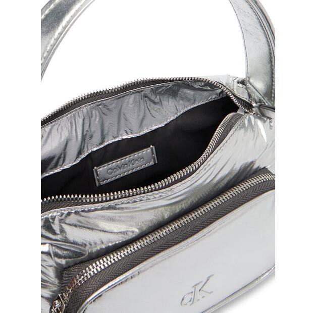 Calvin Klein Pocket Silver Nylon Small Bag