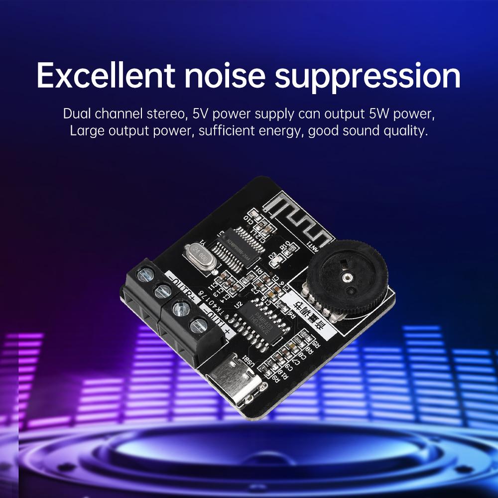 XH-A164 PAM8403 BT 5.0 Digital Power Amplifier Board 5V Type-C 5W+5W Dual Channel Audio Amp for Car Speaker Subwoofer