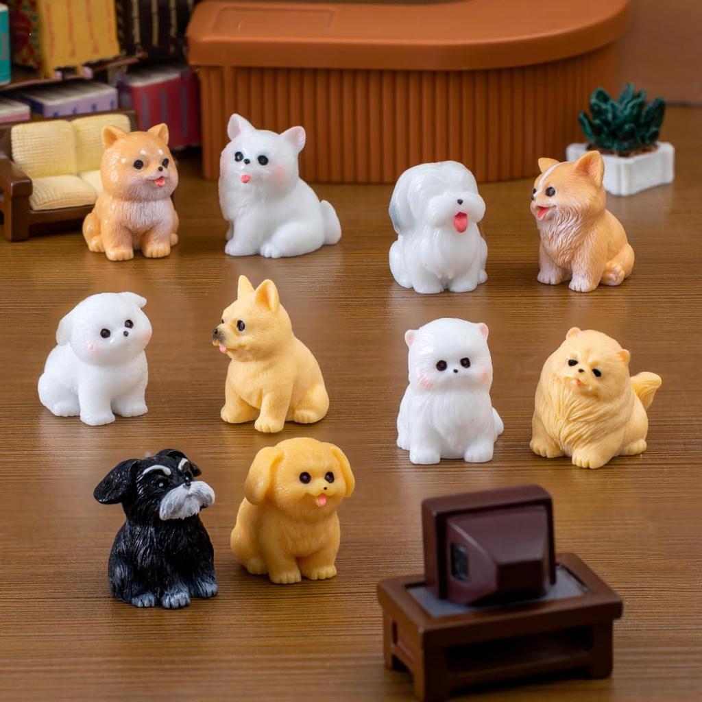 Voyyphixa Miniature Dog Set of Cute Small Dog DIY Tabletop Landscape Bonsai Fun Gifts for New and More Figurines, 10, Figurines, Decor, Gifts,