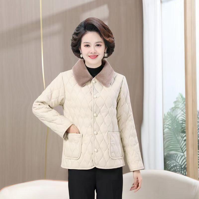 Toamnă Iarnă Femei de vârstă mijlocie Plus catifea Căldură de lungime mijlocie haină de piele largi Jacheta de piele Îmbrăcăminte de mamă Jachetă casual