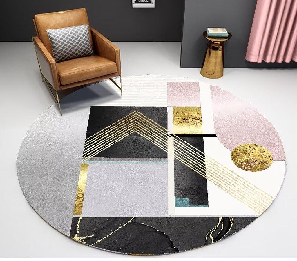 Nordic Round Printed Carpet Abstract Art Large Rugs for Living Room 200cm Coffee Table Rug Room Decor Bedroom Non-slip Chair Mat