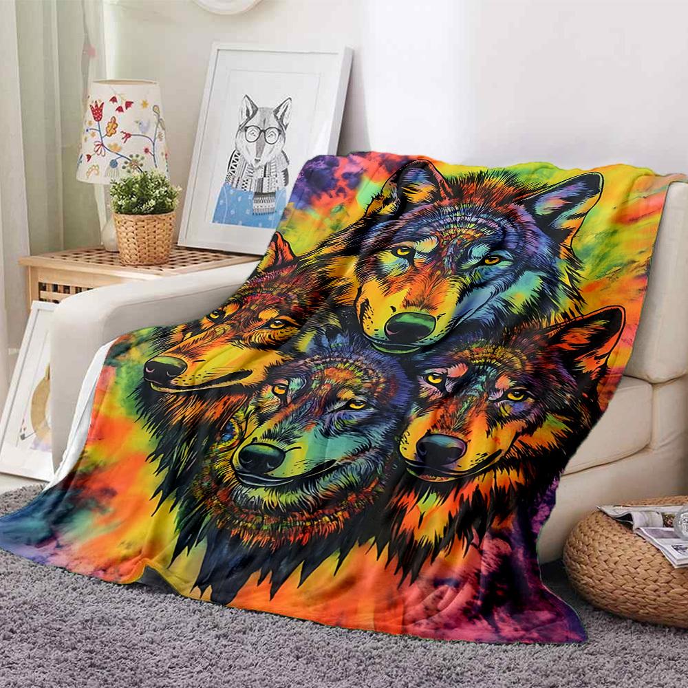 1PC Wolf Tapestry Blanket, Throw For Sofa, Bed, Travel, Camping, Livingroom, And Bed, Printing Blanket With Soft And Warm Fabric yy250918200