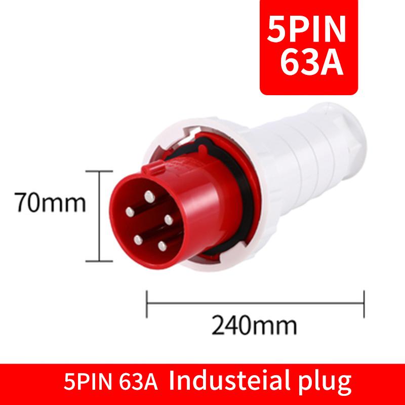 KRE 63A Waterproof Industrial Plug 3/4/5 Pin 380V 415V Dustproof Socket IP67 Male And Female Mounted Connectors