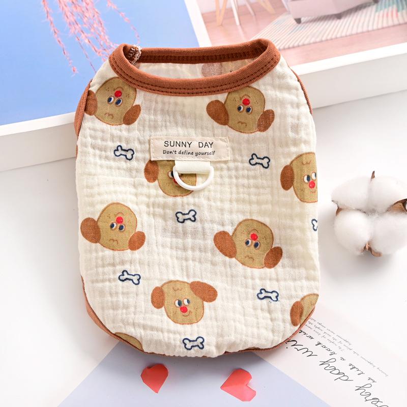 

ins Japanese and Korean cotton yarn pet dog dog cat clothes small dog spring and summer home thin vest XXL