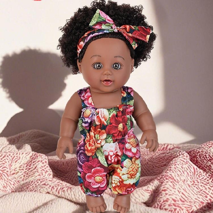 Curly Afro Hair Black Doll Soft Body Collectible Reborns Doll For Kids RolePlay Imagination Development Activity Toy