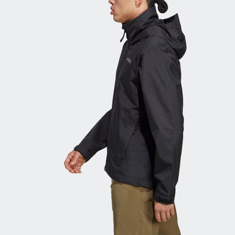 adidas Solid Color Logo Print Hooded Jacket Men Jackets Black HN5455