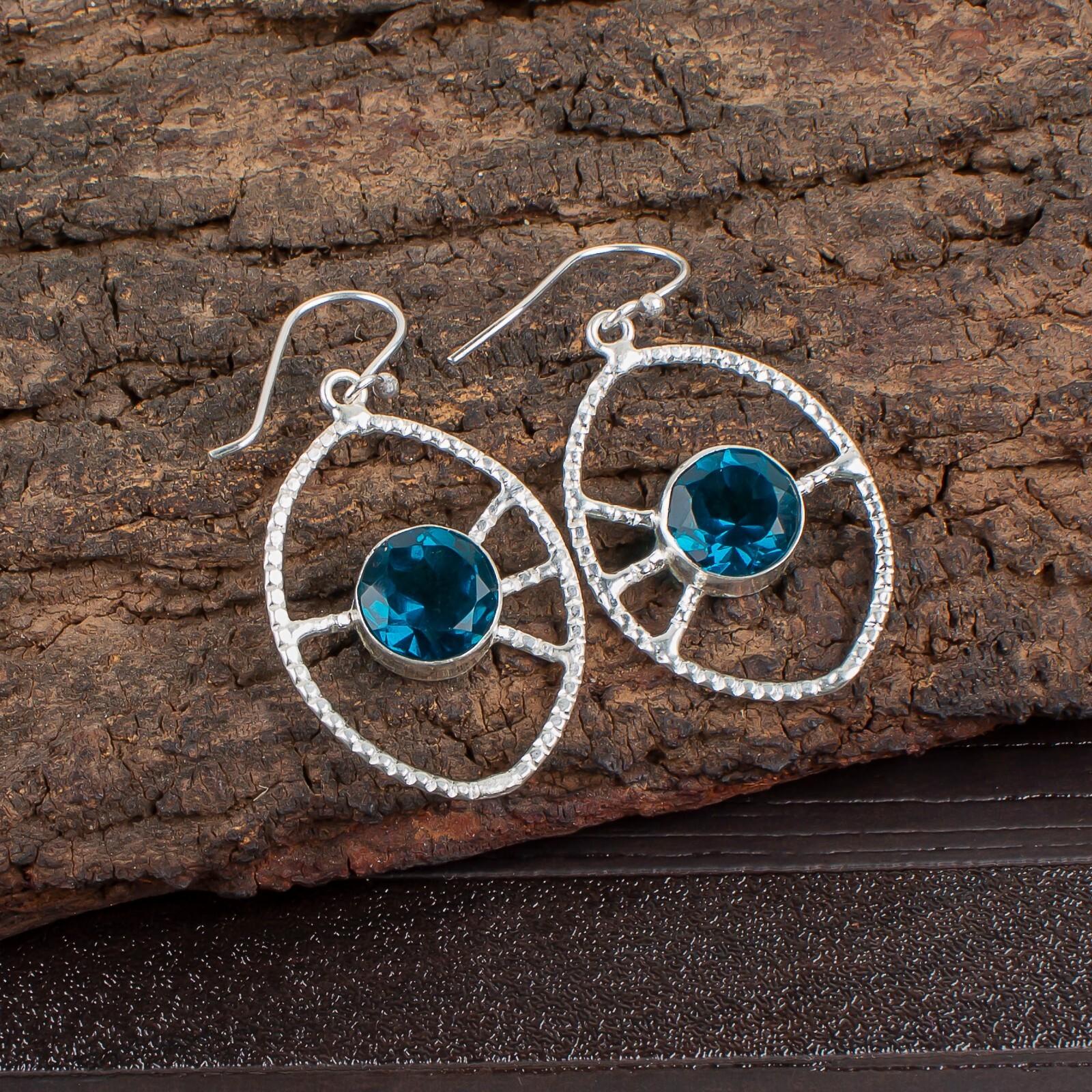 

Apatite Gemstone 925 Sterling Silver Jewelry Handmade Earrings 2.00 For Women EE-52-12