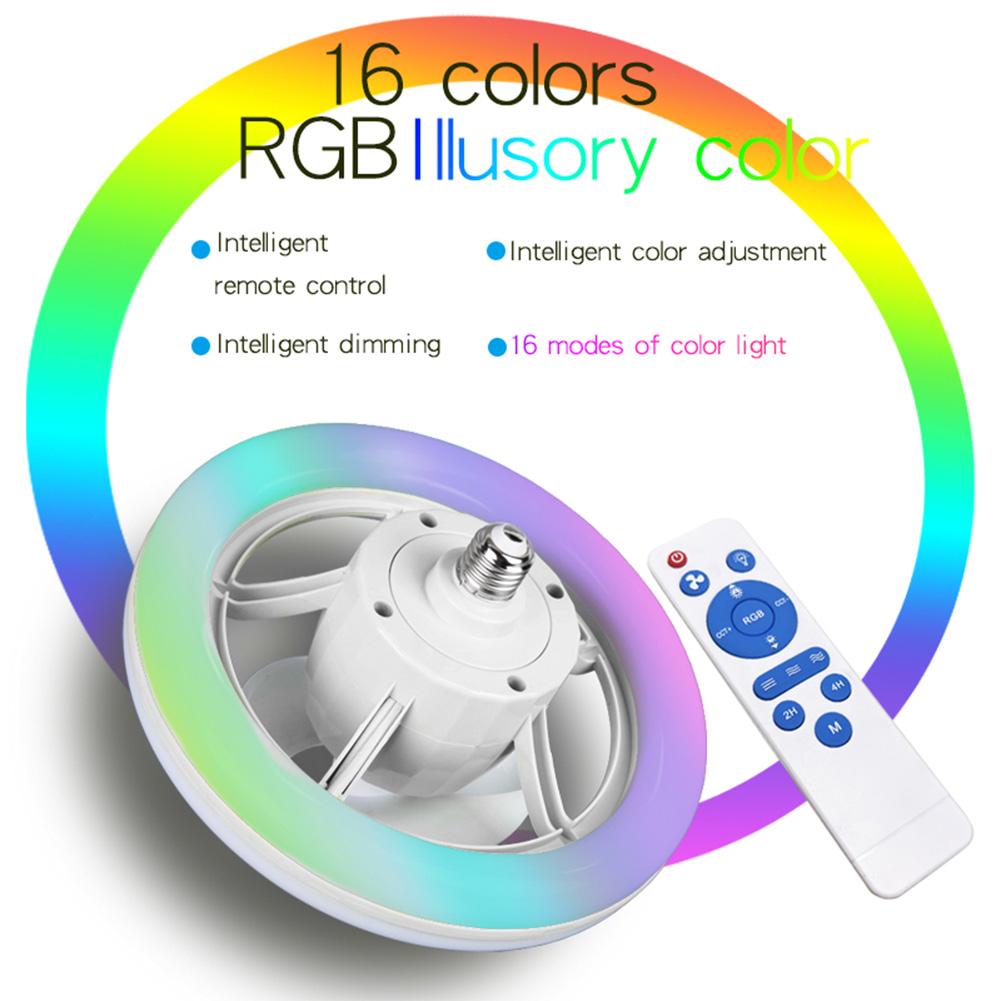 E27 Socket Ceiling Fan with Light RGB Mode Light Socket Fan 3 Speeds Ceiling Fans with Light Bulb for Kid Bedroom Kitchen Garage