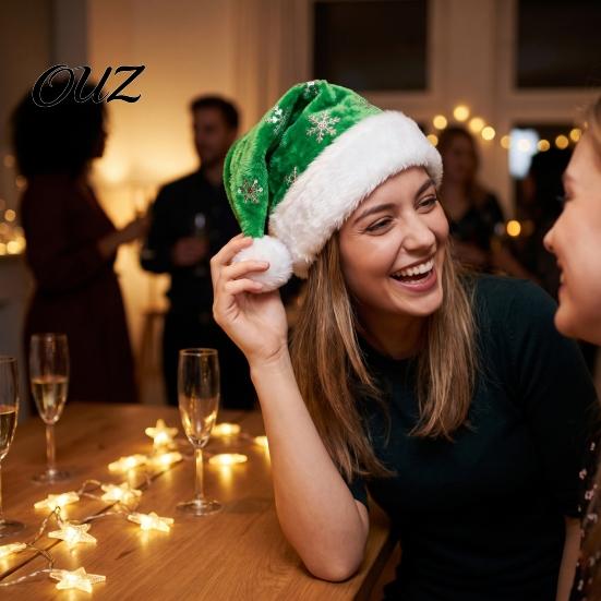Decorative Sequin Christmas Hats Santa Hat with Red Sequin, Plush Velvet Party for Holiday Favors Adults, Festive Costume Accessory Xmas New Year Gift