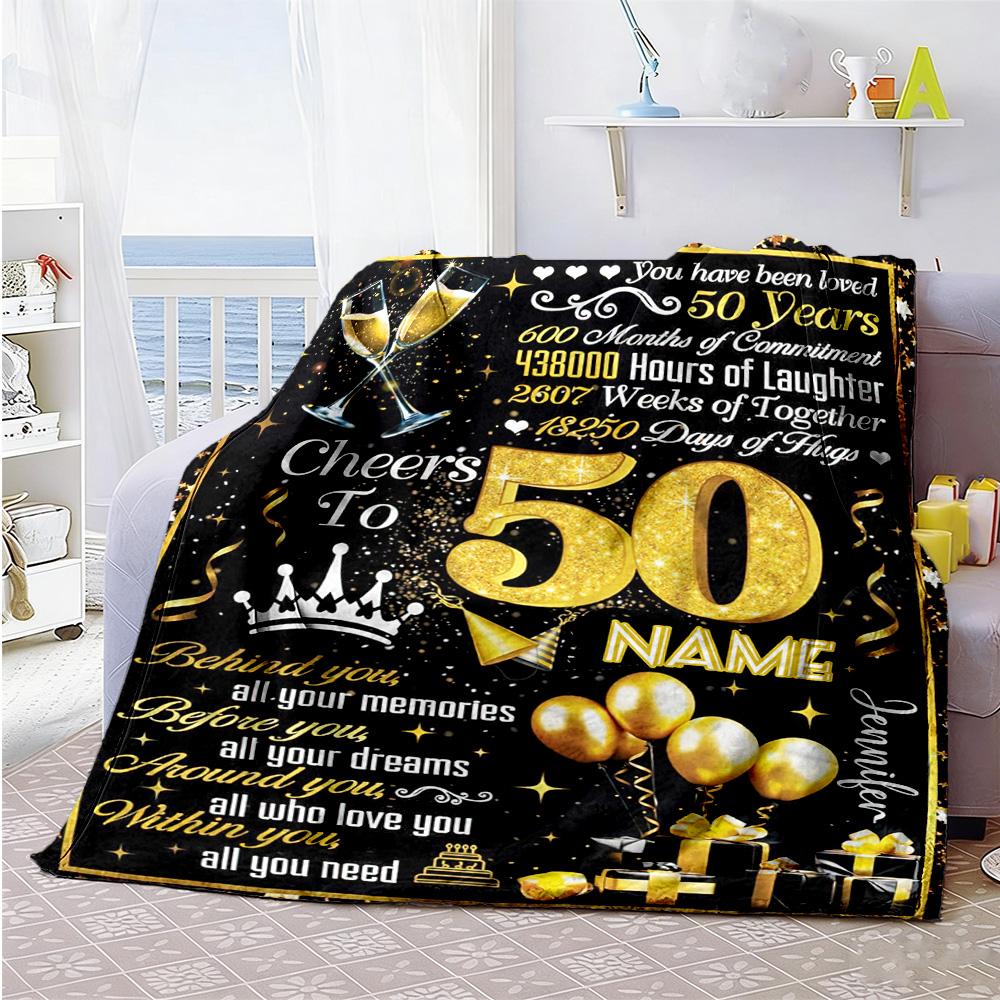 Birthday Personalized Text Blanket Multi-purpose Personalized Blanket Comfortable Suitable for Picnics Chair Nap Livingroom Four Seasons Multipurpose