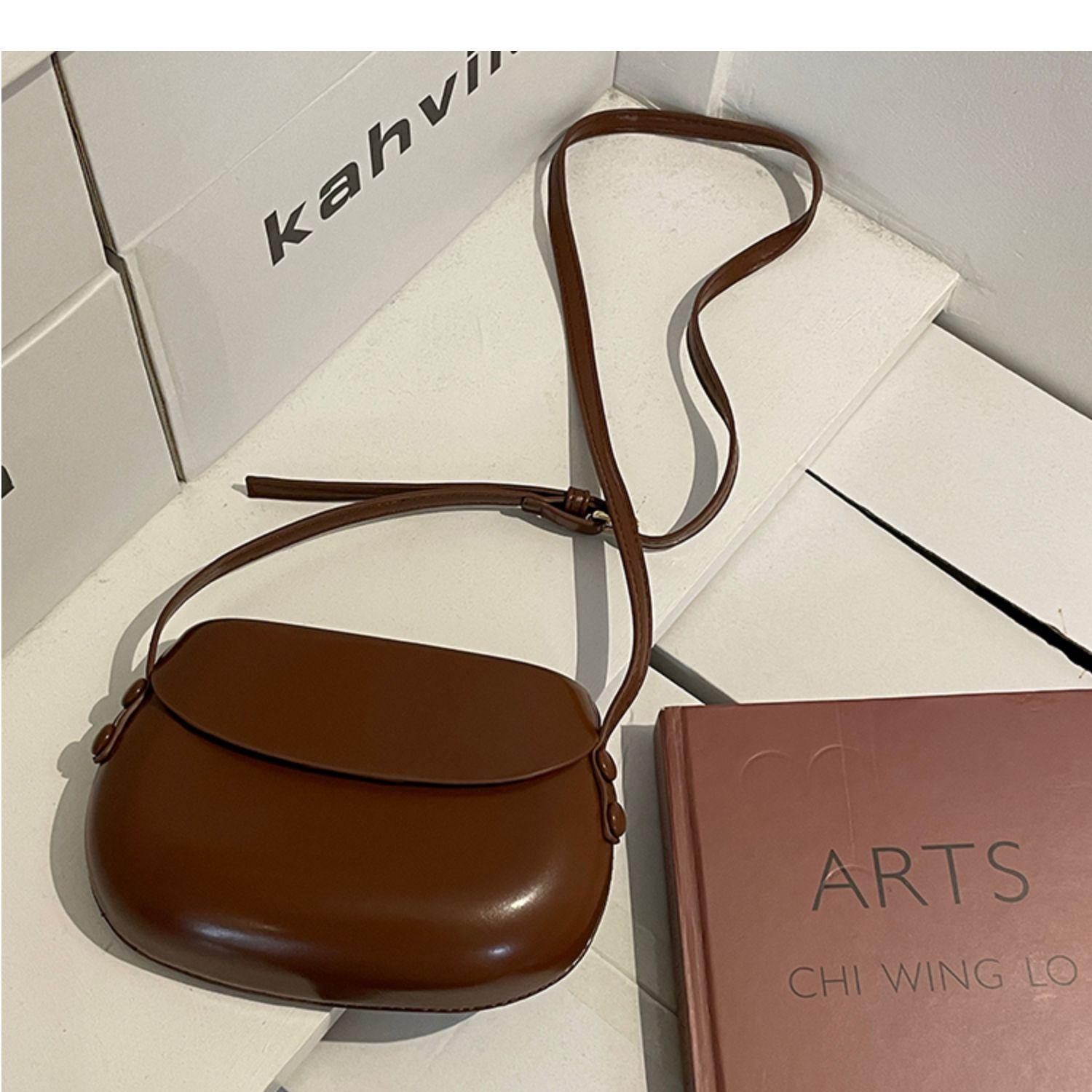 

2024 сезон нова ретро ins червона сумка через плече невелика сумка жіноча універсальна проста сумка для мобільного телефону темно-коричневого кольору