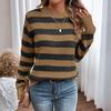 Sweaters For Women  R-neck Striped Cute Color Block Fall Winter Knitted Pullover Tops