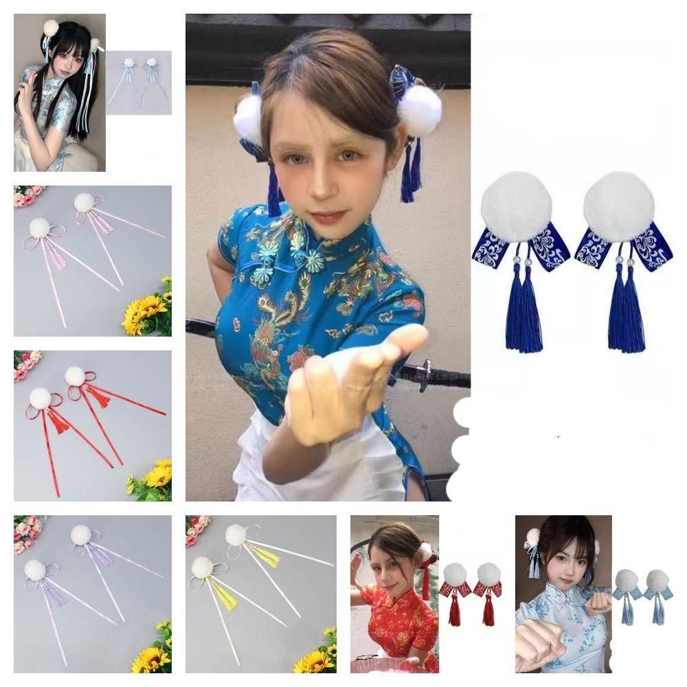 Cloth Chun-Li Hair Bun Clip Barrettes Chinese Style Hairpin  Cheongsam Headwear