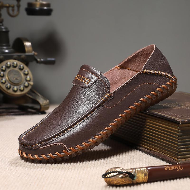 2026 Summer Men's Handmade Leather Slip-On Casual Driving Shoes (Large Size)