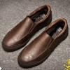 Soft Black Moccasin Velvet Round Toe Men's Leather Shoes Flat Loafers Male Casual Shoe Elegant Common Size 45 Legitimate Social