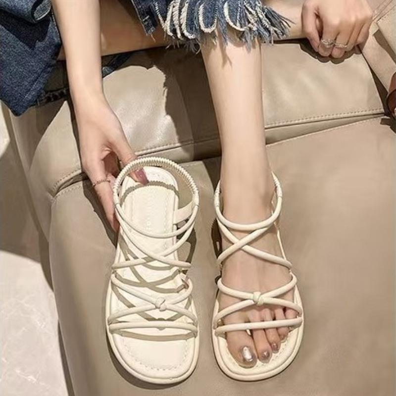 Fashion 2025 New Sandals Women's Summer Flat Bottom Casual Beach Shoes Thick Sole Versatile Outwear Travel Daily Shoes