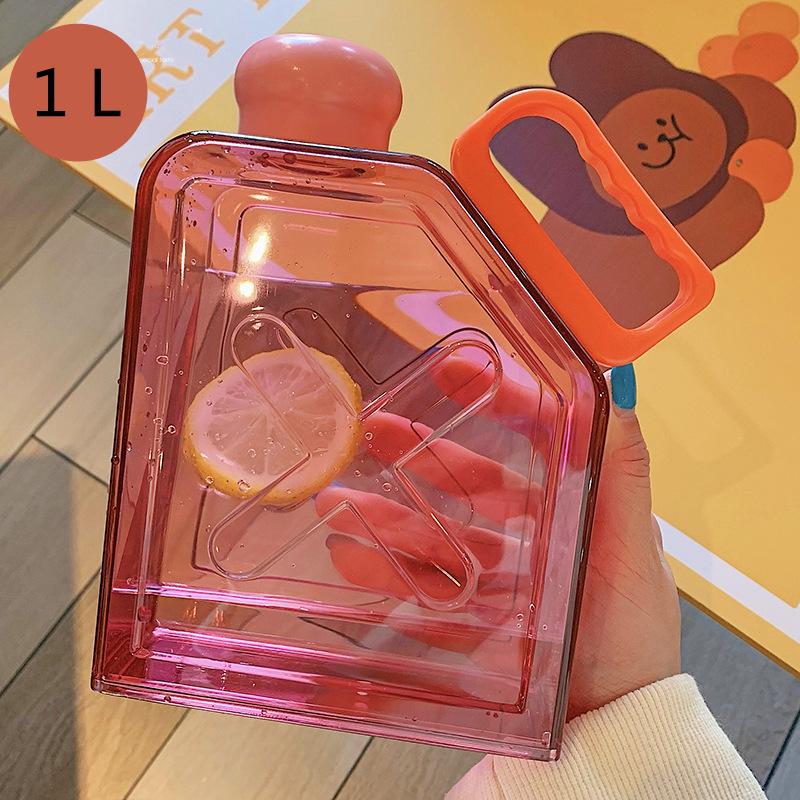 

1-литровая плоская бутылка для воды, большая емкость, спортивный чайник для занятий спортом на открытом воздухе, квадратное одноцветное ведро для фитнеса, модное портативное