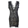 A New Hook-flower Lace Sleeveless V-neck Sexy Dress That Covers The Buttocks