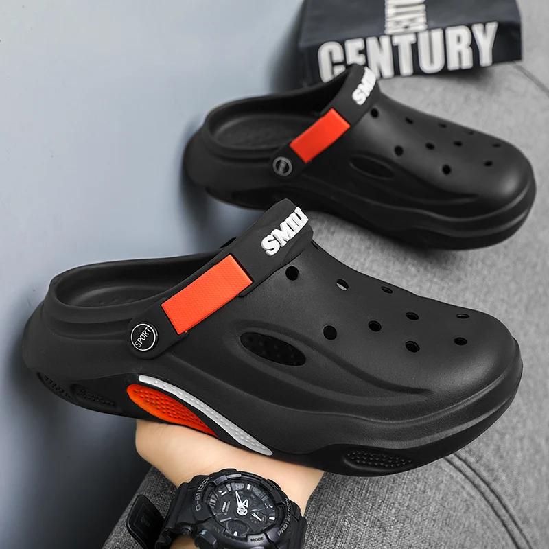 2025 Sommer Herren Hausschuhe Leichte EVA Herren Freizeitschuhe Lochschuhe Outdoor Garten Clogs Männliche Strand Flache Pantoletten