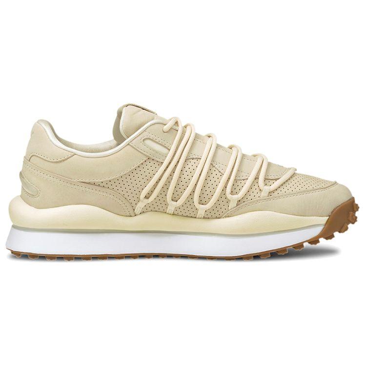 Puma Lace-Up Synthetic Leather Shock Absorbing Non-Slip Wear-Resistant Lightweight Low-Top Running Shoes Unisex Sneakers Khaki White 375956-02