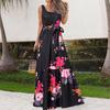 Summer Casual Long Dress with Belt European American Print