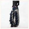Retro Women's Wide-Leg Multi-Pocket Workwear Jeans