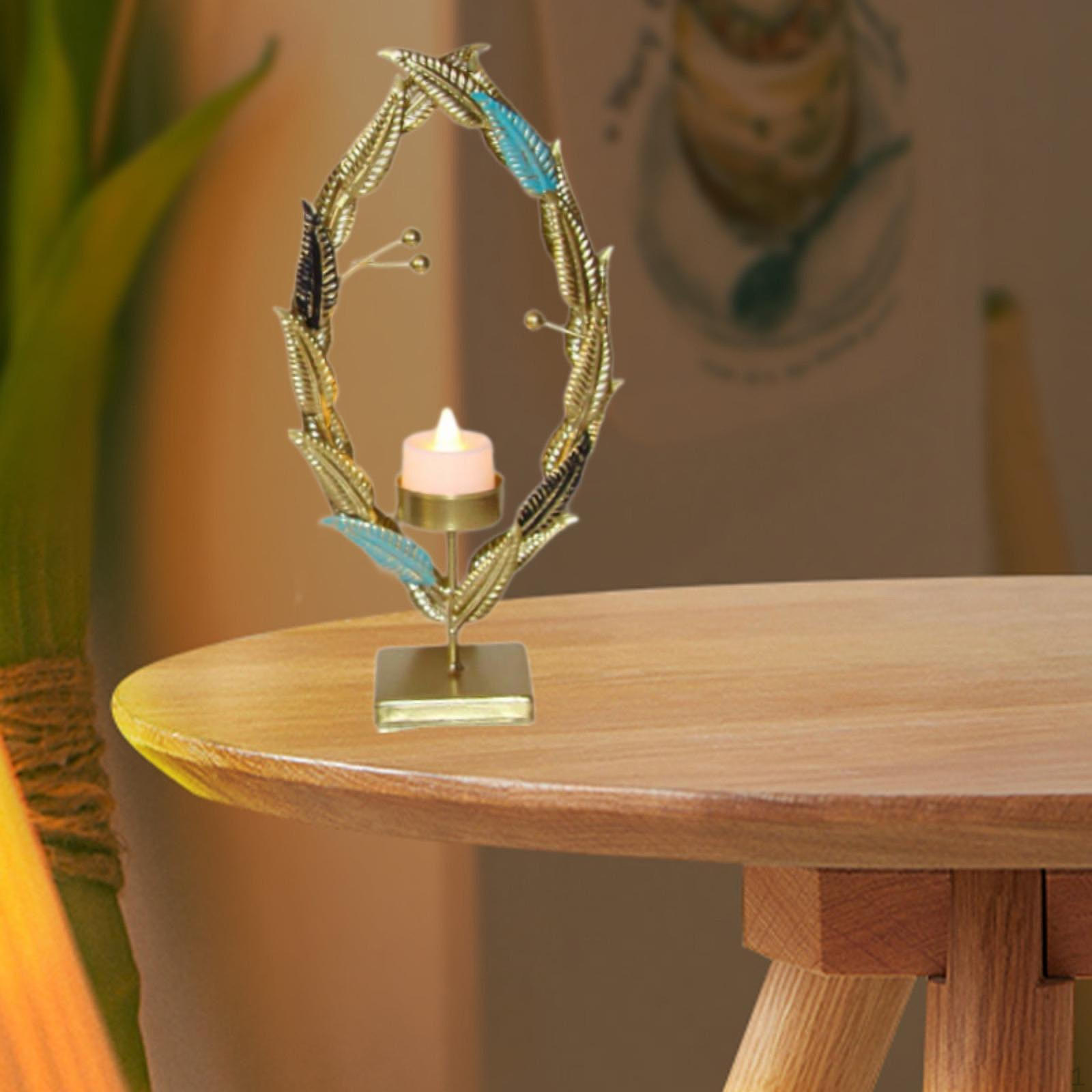 

Candle Holder for Table, Tealight Stand Home Decoration And Parties 12.7x6x25cm_Oval