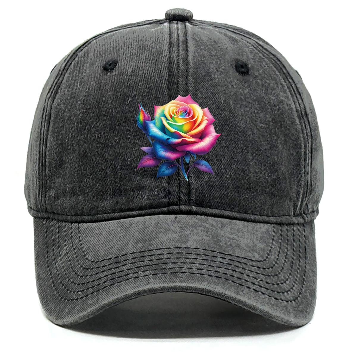

Gradient Color Flower Print Adjustable Baseball Hat, Mesh Hat Simple Stylish Fit Trendy Snapback Baseball Cap as the picture чорний