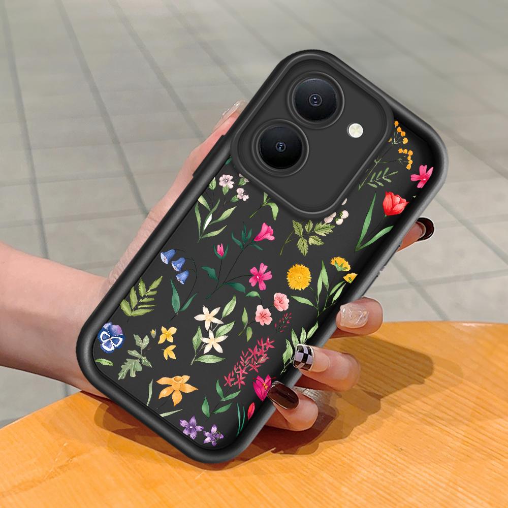 Soft Silicone Square Ladder Printing Pattern Phone Casing Full Cover Camera Shockproof Protection Rubber Case for Vivo