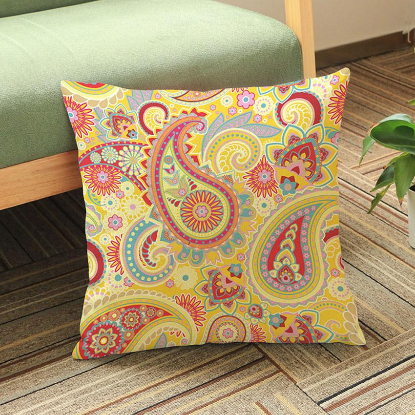 Purple Mandala Flower Pattern Cushion Cover Indian Thailand Buddism Home Decorative Throw Pillow Cover Cotton Linen Pillow Case