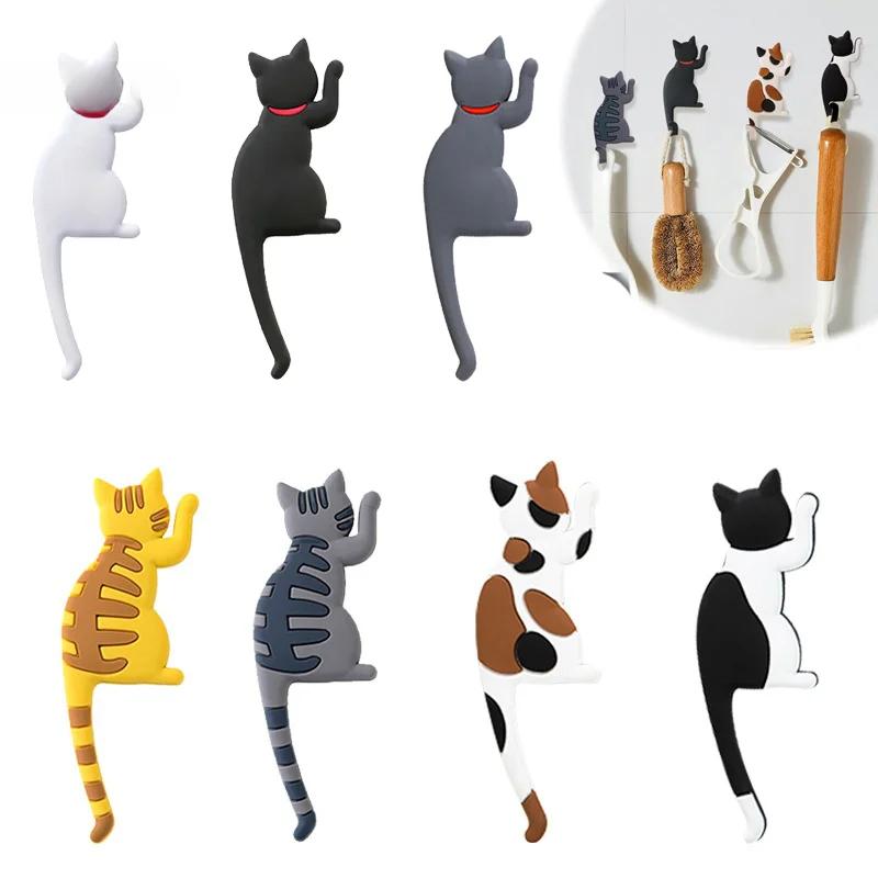 Cute Cartoon Cat Tail Refrigerator Magnet Hook Kawaii Refrigerator Decorations Sticker Hook Punch-free Magnetic Storage Hook