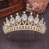 Baroque Vintage Rhinestone Crown Gold Color Champagne Crystal Bridal Tiaras Crown Wedding Hair Accessories Diadem Pageant Crowns
