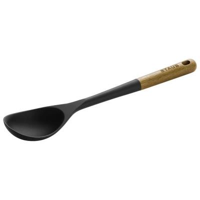 Serving Spoon - STAUB - 31 Cm - Black Silicone - Acacia Wood - Kitchen Utensils