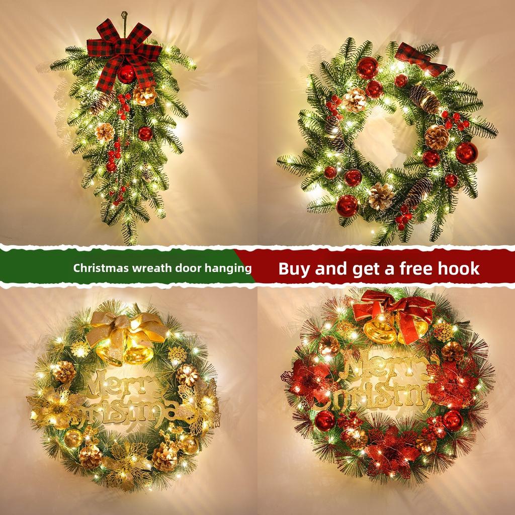 Christmas Ornaments Wreath Pendant Christmas Tree Wreath Home Hotel Scene Arrangement Door Pendant Pendant
