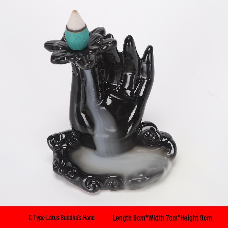 Multiple Styles Ceramic Backflow Incense Burner for Home, Office, Tea Room, with Backflow Incense Cones