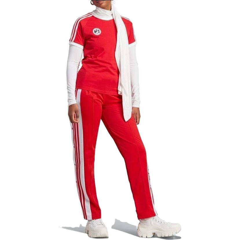 adidas Originals Striped Drawstring Straight-Leg Casual Pants Women Bottoms Crimson IR9793