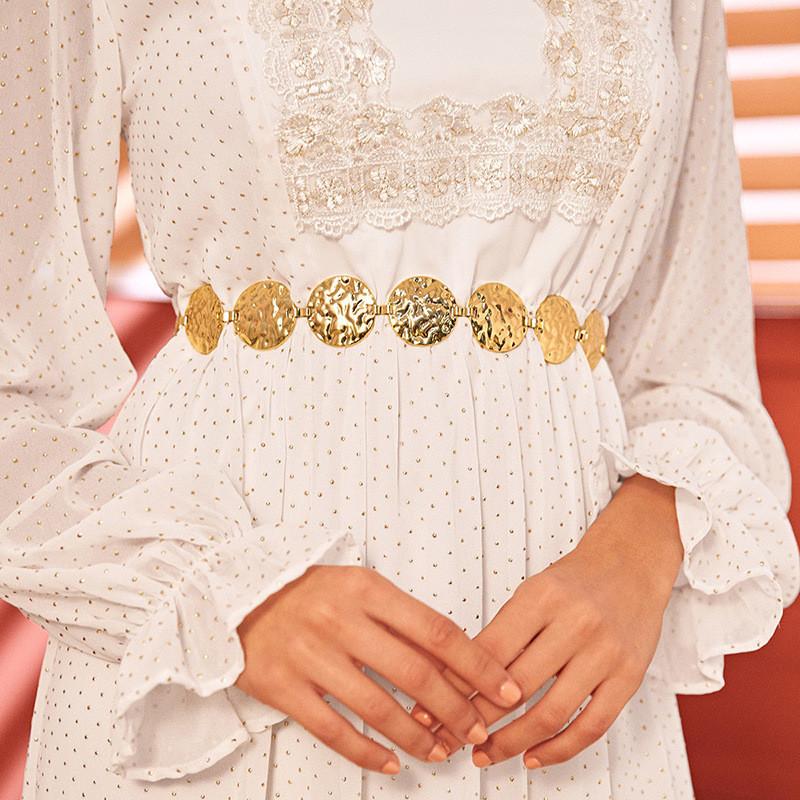 Retro Metall Damen Hüftkette Mit Geschnitztem Blumendesign Für Sommerfestival Zubehör