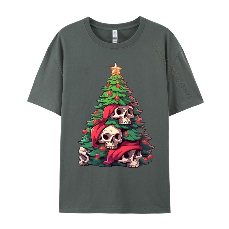 Matching Family Christmas Tree Skeleton Skulls Santa Hat TShirts Cotton Unisex TShirts Printed Autumn TShirt