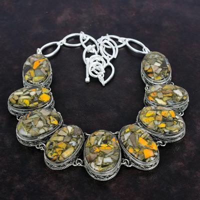 Kupfer Hummel Jasper Halskette 925 Sterling Silber Halskette Echter Edelstein Schmuck Vintage Halskette Verstellbare Kette Halskette Hochzeitsgeschenk