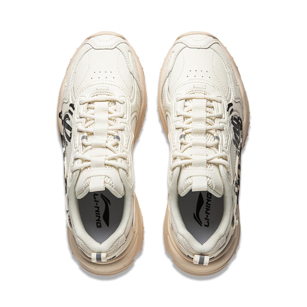 Li Ning Original Aspiration Slip Resistant Abrasion Resistant Low Top Casual Shoes Women's Ecru AGCU190-2