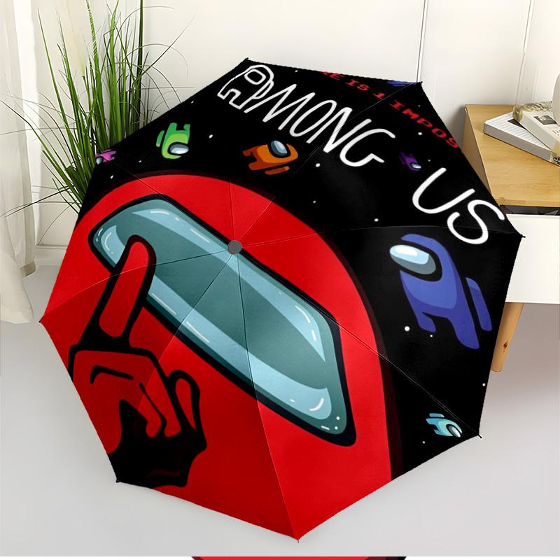 Among Us Print Automatic Open Close Umbrella, Portable Foldable Umbrella, for Outdoor Commute Camping Trip, Ideal Birthday Gift