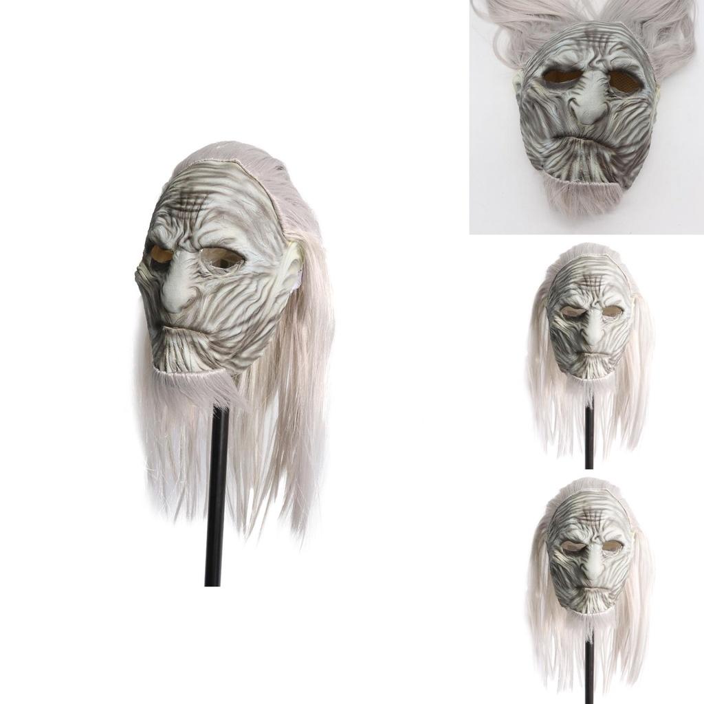 Stunning Game Of Thrones White Walker Night King Latex Mask With Realistic Long Hair