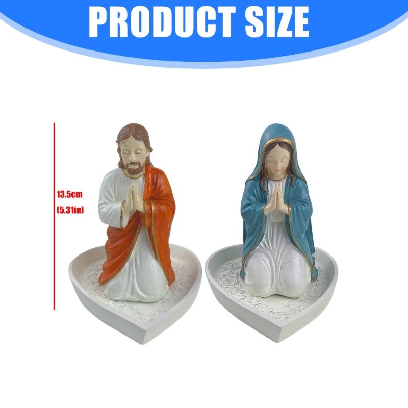 Sacred Sculpture Rosary Box Resin Catholic Religious Keepsakes Prayers Room Decoration Jewelry Storage