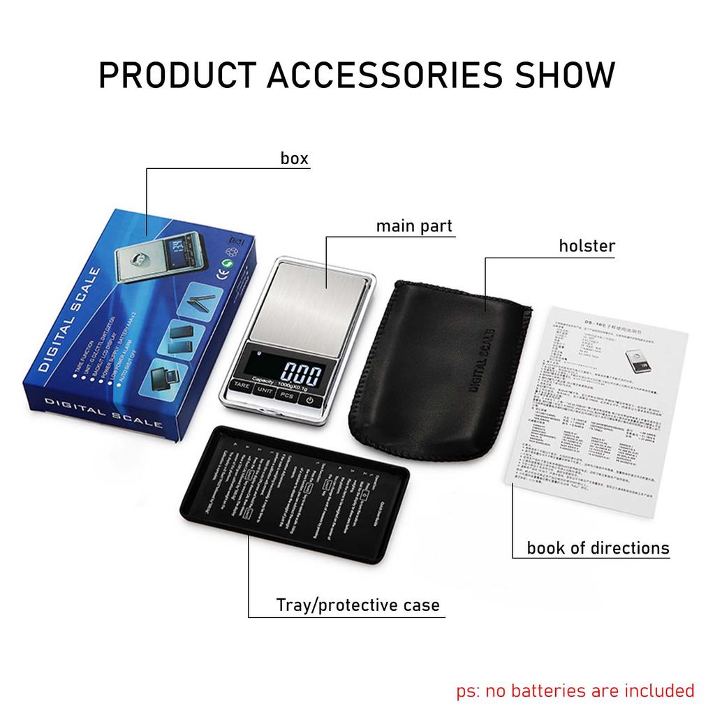Digital Pocket Scale 200g x 0.01g, Precision(Jewelry Scale) with Protective Cover, Auto-Off, Backlit LCD, 7 Units, Tare Function